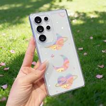 Funda de Teléfono con Diseño de Planeta y Estrellas Coloridas, Adecuada para Samsung Galaxy S22 S23 S24 S25 Plus Ultra EDGE FE, Cubierta Trasera Mate Antigolpes, a Prueba de Polvo y Golpes, Regalo Exquisito de Cumpleaños y Festividades, Funda de Protección Completa de Material TPU, Funda Antigolpes, Accesorios de Teléfono de Moda, Funda de Alta Calidad, Funda Resistente a los Arañazos, Usuarios de Smartphones, Compradores de Regalos - Colores mixtos - Ver 1