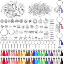 350Pcs Motivational Keychain Accessories With Inspirational Word Charms Tassels Keyring Chain For Keychain Making Supplies - As Pic - View 1