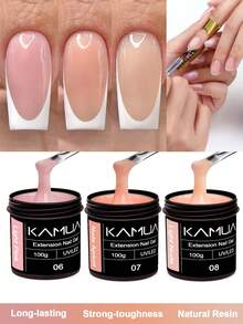 KAMUA 三色中性强化凝胶指甲油 - 持久耐用，打造自然美甲效果，强力加固，适合美甲沙龙及居家DIY，100克，颜色：乳白色、裸杏色、浅粉色 - 彩色 - 查看 1