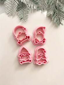 Bộ 4 khuôn cắt đất sét hình người lùn, 4 kiểu dáng dễ thương, dụng cụ thủ công tự làm khuyên tai, mặt dây chuyền và đồ trang sức bằng đất sét. - Hồng - Xem 11