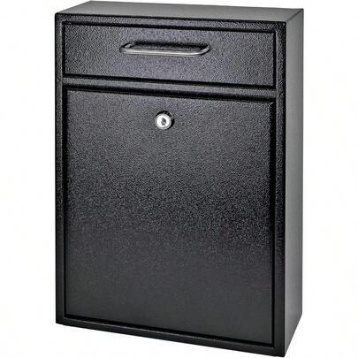 Mail Boss 7412 High Security Steel Locking Wall Mounted Mailbox Office Drop Box Comment Box Letter Box Deposit Box Black