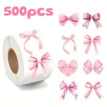 1 Roll 500pcs Valentine's Day Pink Bow Sealing Stickers, Cute Gift Box Blessing Stickers, Holiday Label Stickers - Multicolor - View 9