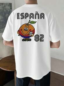 Spanien 82 Fan-T-Shirt, 100% Baumwolle, lockere Passform, atmungsaktiv, lässig, einzigartiger Grafikdruck, doppelseitiger Druck. - Weiss - Übersicht 3
