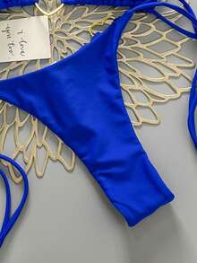 Women's Solid Color Tie-Up Sexy Bikini Swimsuit Set, Summer Beach