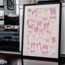 1pc Pink Bow Print: Preppy Ribbon Wall Art Posters Canvas Painting Wall Arts Room Home Decoration Unframed