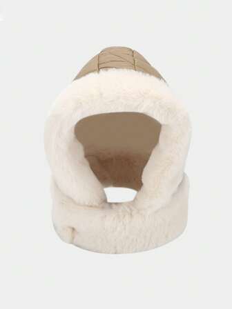 柔软蓬松的人造毛皮加厚拉法帽，保暖护耳防风骑行帽，女士冬季适用（随机图案）