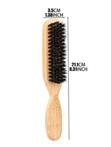 1支多功能猪鬃毛发刷，可作发蜡刷，木柄设计，适用于头发、胡须护理、造型、理发、抚平毛躁，沙龙/美发师专用 - 彩色 - 查看 10