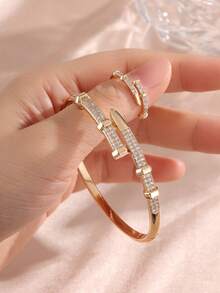 2件套 时尚立方氧化锆钉形手链和戒指套装 - 首飾套裝 - 查看 8