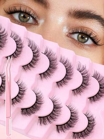 7对假睫毛 3D 水貂睫毛 蓬松浓密睫毛 自然睫毛 假睫毛 化妆