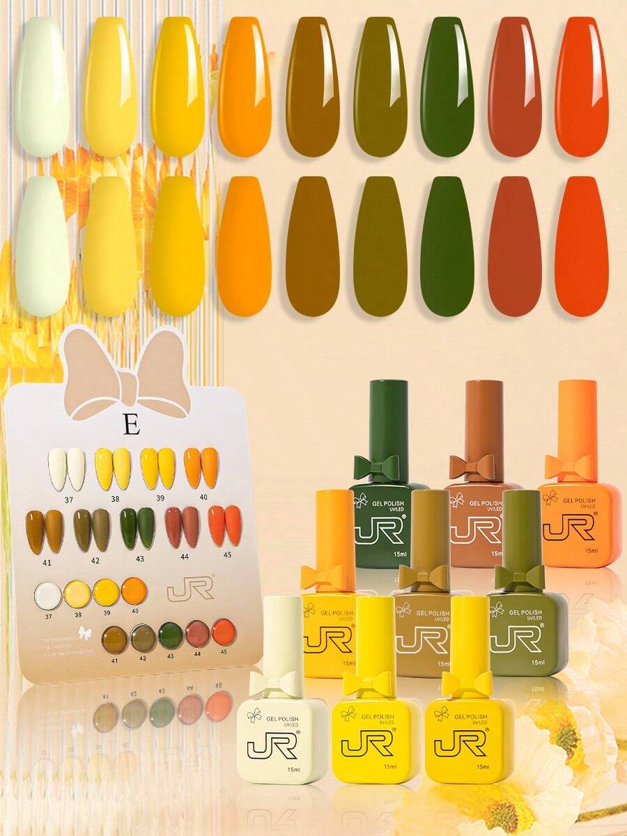 JR Set de 9 piezas de 15ml de esmalte de uñas en gel de colores, con botella y tapa con diseño de lazo para el Día de San Valentín, gel UV LED que se retira con remojo, regalo para las uñas de las niñas - Multicolor - Ver 1