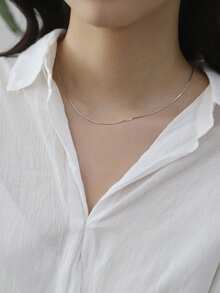 Nooxian 1 buah Kalung Stainless Steel untuk Wanita, Cocok untuk Pemakaian Sehari-hari - Perak - View 5