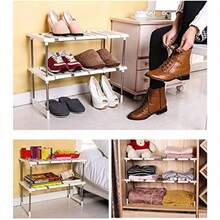 Organizador de Debajo del Fregadero 2 Niveles Organizador de Debajo del Fregadero Ajustable Ampliable Debajo del Fregadero de para Cocina Baño Dormitorio soporte de partición - blanco - Ver 2