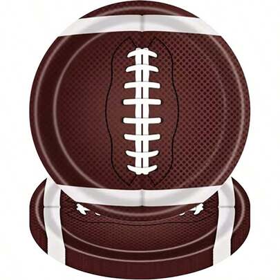 50PCS Football Party Supplies Football Paper Plates Football Party Tableware Dinner Plates Paper Food Trays For Cakes Bread Football Theme Plates Superbowl Gameday Tailgate 9 Inch