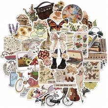 50pcs Vintage Bobo Art Stickers DIY European And American Vintage Handbag Stickers Nature Stickers Vinyl Waterproof Stickers For Journaling Computer Scrapbook Luggage Water Bottle Phone - Multicolor - View 10