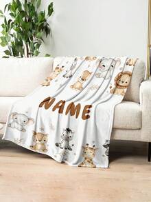 1pc Customized Flannel Portrait Blanket, Soft And Fluffy Throw, Skin-Friendly And Warm, Holiday Decor, Christmas, Wedding, Birthday, Mother's Day, Father's Day Gift, Commemorative Blanket With Photo - Style 2 - View 2