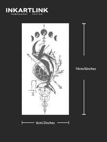 INKARTLINK 指南针纹身贴纸，革命性技术纹身贴纸，半永久纹身贴纸，逼真纹身贴纸，临时纹身贴纸，防水，外观逼真，小众设计纹身贴纸，植物纹身贴纸 - 黑色 - 查看 4
