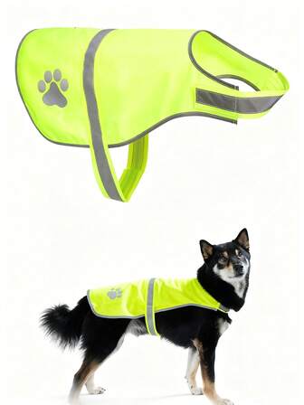 1pc Pet Reflective Safety Vest, Fluorescent Yellow Protective Gear To Increase Nighttime Visibility, Suitable For Walking Dogs At Night To Prevent Pets From Getting Lost, Fits Various Dog And Cat Breeds