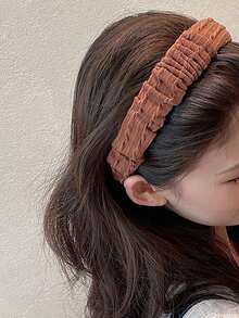 1个2厘米天鹅绒海绵发箍 - 卡其色 - 查看 4