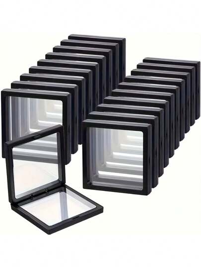 Transparent Floating Display Box, Dust-Proof Jewelry Packaging, Transparent Hanging Storage Box, Suitable For Necklaces, Bracelets, Rings, Coins, Earrings And Pins, Gift Box With Elastic Membrane, Retail And Personal Use Gift Box