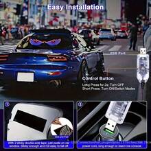 1 Pair Of LED Devil Eye Effect Decorative Lights, 12 Light Change Modes, Convenient And Fast USB Plug-In, Can Be Used For Car Or Theme Store Installation, Halloween Effect Lighting Kit. - Blue Eyes - View 7