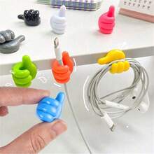 10/20个装卡通手形粘性线缆夹，硅胶充电线整理器，手机和数据线管理挂钩，多功能线缆固定器，家居收纳整理器，非电动线缆整理配件，无需电池 - 彩色 - 查看 1