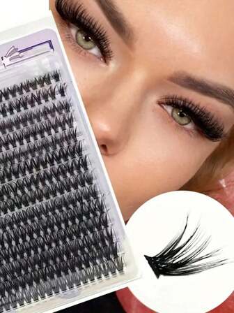 DIY假睫毛，混合长度14行，自然到浓密风格，适合初学者，完美提升妆容效果