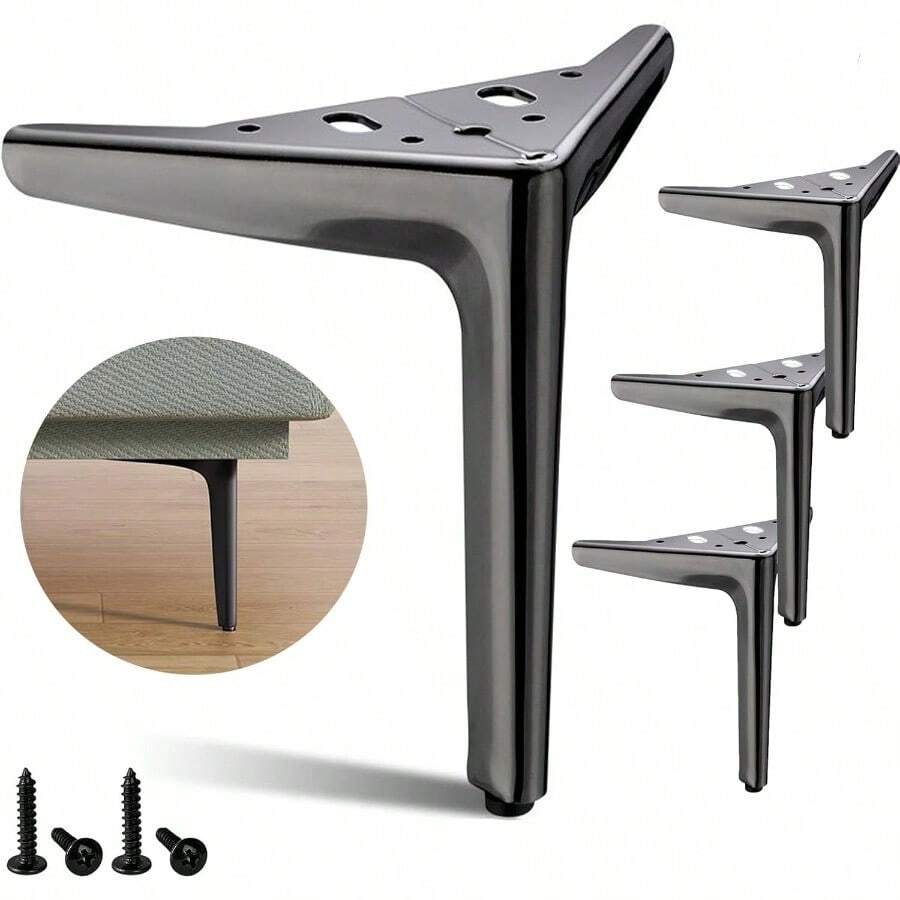 Metal Furniture Leg Set Of 4 Modern Iron Diamond Triangle Furniture Feet DIY Alternative Black Suitable For Cabinets Cupboards Sofa Chairs Ottomans Desks Etc Gray18cm - Gray - View 1