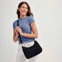 Cotton Frannie Crescent Crossbody Purse - CloudVineMultiRecycledCotton - View 4