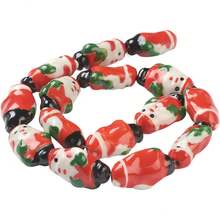 15 Piezas/Set de Cuentas Sueltas de Cerámica Tema de Santa Claus Rojo Decoración Hecha a Mano Accesorios 23x25 mm para Hacer Pendientes, Pulseras, Collares y Joyería Hecha a Mano - 1 - Ver 2