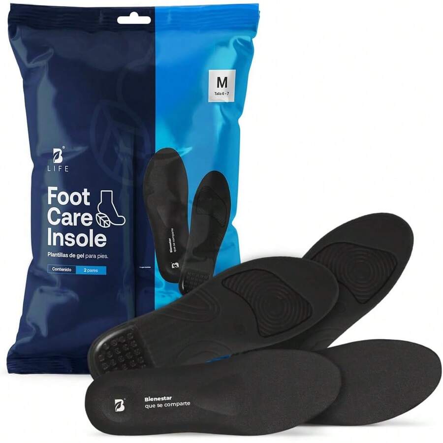 B Life Company 2 Pares de Plantillas de Gel Unisex y Recortables, Plantillas Auxiliares en Reducir Fatiga, Almohadilla para Pies Adaptable a Cualquier Zapato.Plantilla para el cuidado de los pies () - L - Ver 1