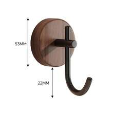 加厚实木挂钩门，背面无需钻孔，强力承重粘胶墙挂式，可挂衣服和帽子 - 胡桃木色3個裝J型掛鉤 - 查看 2