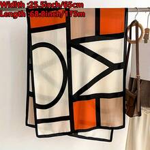 Women's Fashion Polyester Scarf -% Breathable Shawl, Color Block Print, Windproof And Sunproof Travel Scarf, Decorative Weekend Casual Accessory,-