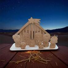 Nacimiento Pesebre 8 Figuras Desarmables Reyes Magos Burro Borrego María José Jesús Niño Manualidades Madera Mdf Navidad Decoración Regalo Belén Navidad Navideña - Marrón - Ver 4