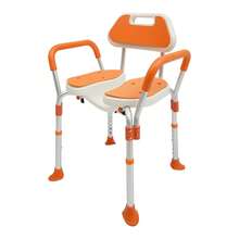 Duschstuhl, Höhenverstellbarer Duschstuhl mit Rückenlehne, Armlehnen, Badestuhl für Senioren, Schwangere Frauen, Behinderte - Orange - Übersicht 11