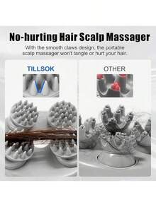 便携式电动头皮按摩器，无线头部按摩器，配备4个可拆卸按摩爪，3种可调节模式，振动刺激带来深度放松，适合居家、办公、旅行使用。 - 彩色 - 查看 9
