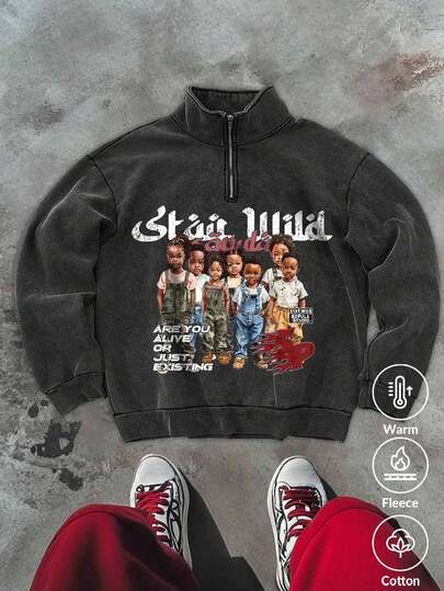 Felpa con cappuccio e zip da uomo "Vintage cartellone"