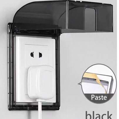 1pc 86 Type Adhesive Waterproof Outlet Box, Bathroom Waterproof Switch Cover, Outlet Cover, Plug Water Protection Box, Fish Cover, Bathroom, Kitchen, Low Position Anti-Electric Shock Safety Cover