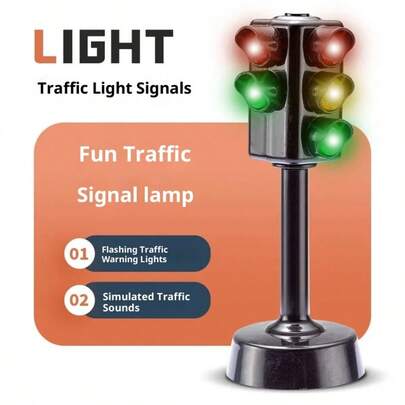 Youngsters' Interactive Traffic Light Toy - Educational Road Safety Awareness, Durable ABS, Speech-Based Signals, For Ages 3-12, Black With Red & Green Lights, Youngsters Car Toys, Traffic Signal Model, Learning Toys