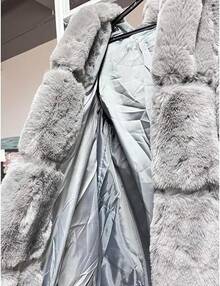 JEShifangjiusu Women Faux Fur Oversized Cardigan Loose Thicken Warm Long Outwear Long Sleeve Fluffy Fleece Hooded Coat