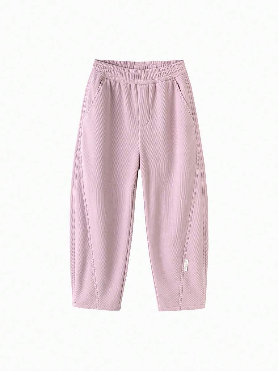 Balabala BalaOne Tween Girl Girls Fleece Jogger Pants, Autumn Winter 2025 Warm & Casual - Rubber Powder - View 1