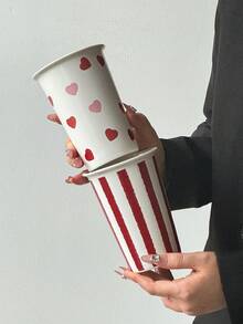 كوب سيراميك كلاسيكي مخطط بمقبض، كوب قهوة على الطراز الكوري بمقبض على شكل قلب، كوب سعة كبيرة، كوب شاي، كوب إفطار، مناسب لهدايا رمضان وأعياد الميلاد والمناسبات لأصدقاء وضيوف