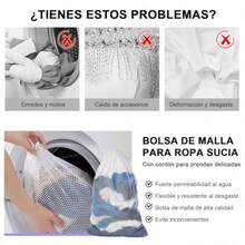 Bolsa de lavandería de Malla Resistente con Cordón 4 Unidades 2 90 x 60CM y 2 76 x 100CM Organizador Bolsa de Lavandería Resistente Pero Ligera Apta para Viajes Campamento Tela Sucia - blanco - Ver 2