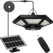 Solar Pendant Light - Indoor/Outdoor With Remote Control, 360° Waterproof Solar Light With Motion Sensor/Timer/5 Modes For Home Shed Garage Barn - B - View 1