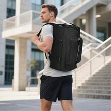 Men's Waterproof Travel Backpack 42L Large Capacity Laptop Bag Multifunctional Gym Duffel Backpack For Outdoor, School, And Business(Black) - Black - View 1