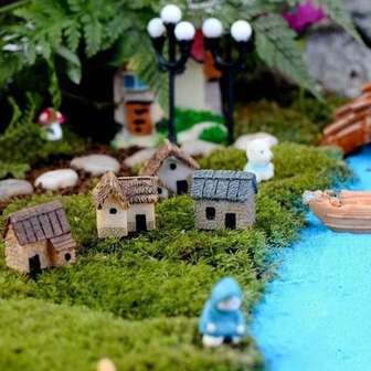 8 st minihus älvträdgård liten husstaty slott terrarium staty miniatyr trädgårdsdekor älvstaty, födelsedagspresent, alla hjärtans dag-present