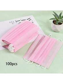 50/100pcs Adult Disposable Face Masks (Pink, Black, White), Breathable Pink Solid Color Masks, Full Protection, Suitable For Men And Women - Pink - View 13