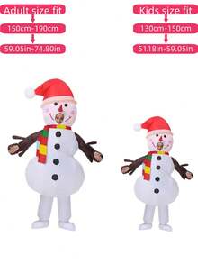 1件充气雪人服装，独特树枝设计，趣味卡通面料，全新造型，圣诞道具，亲子互动游戏，拍照配饰，舞台表演道具，四季皆宜 - 白色 - 查看 3