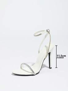 Jin Bei Qi Women's Rhinestone One-Strap Round Toe Stiletto High Heel Sandals, Sexy, Fashionable, Elegant For Party And Events, Comfortable Gold High Heels