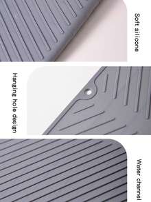 3/1pc Multi-Function Kitchen Drying Mat - Non-Slip, Quick-Drying, Heat-Resistant Rubber Mat For Dishes, Utensils And Cups - Black, Draining Design For Countertops And Bars, Kitchen Drying Mat | Rubber Drying Mat | 100% Rubber Covered - Grey - View 7