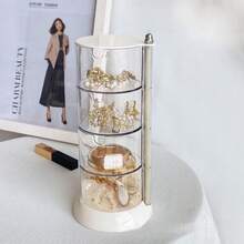 Transparent Rotating Jewelry Display Stand, Organizer Box For Earrings, Necklaces, Hair Accessories - Clear - View 7